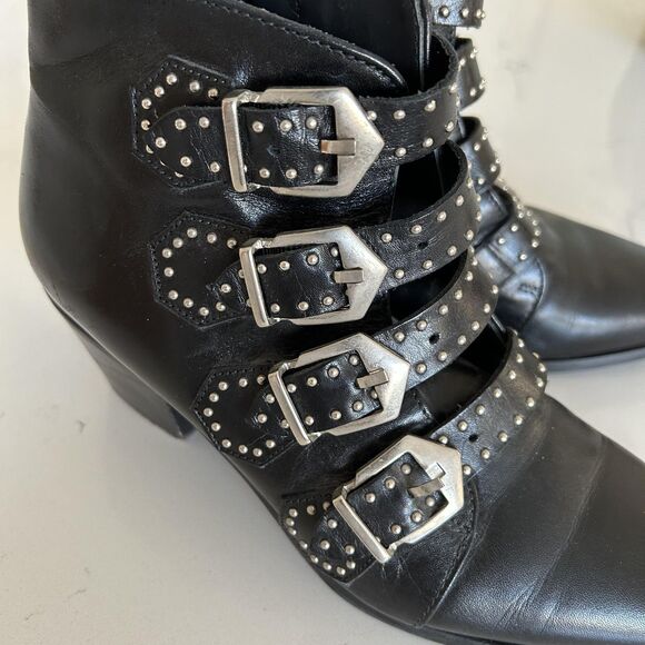 Pertini Boots Womens Sz 38 8 Leather Buckle Stud Ankle Western steampunk witchy - Picture 12 of 12